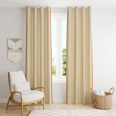 Home Stylish 274 cm (9 ft) Long Door Polyester Room Darkening Curtain (Pack Of 2)(Cream, Solid)