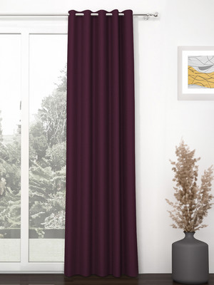 Story@home 215 cm (7 ft) Door Polyester, Silk Blackout Curtain Single Curtain(Purple, Solid)