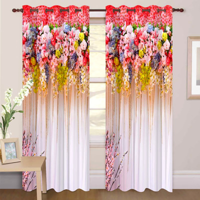 SAI FAB 154 cm (5 ft) Window Polyester Room Darkening Curtain Single Curtain(Yellow, Floral)