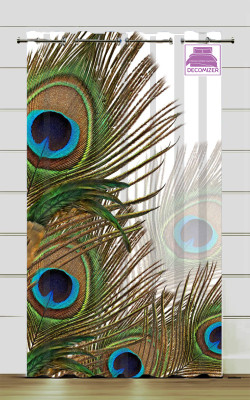 DECOMIZER 275 cm (9 ft) Long Door Polyester Room Darkening Curtain Single Curtain(White MorPankh, Printed)