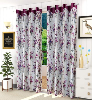Golden Legacy 274.32 cm (9 ft) Polyester Room Darkening Long Door Curtain (Pack Of 2)(Floral, Wine)