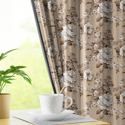 LINENWALAS 152 cm (5 ft) Window Polyester Blackout Curtain (Pack Of 2)(Woody Ornate, Floral)