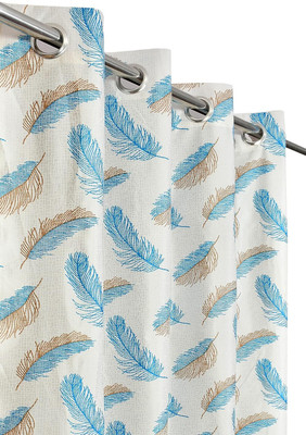 Kraftiq Homes 274 cm (9 ft) Long Door Polyester Semi Transparent Curtain Single Curtain(Aqua Blue, Floral)