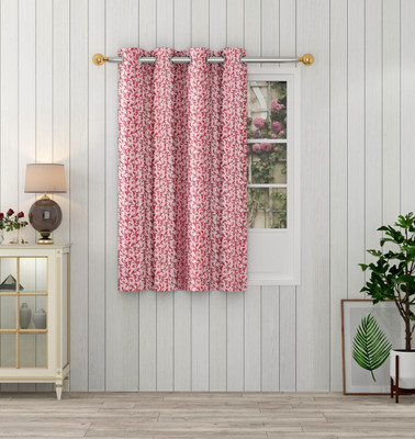 Panipat Textile Hub 152 cm (5 ft) Window Polyester Room Darkening Curtain Single Curtain(Pink, Floral)