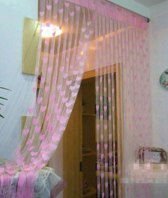 Uniqon 213 cm (7 ft) Polyester, Net Window Curtain Single Curtain(Self Design, Pink)