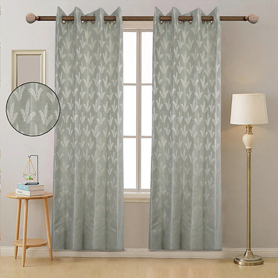 Abode 274 cm (9 ft) Long Door Polyester Semi Transparent Curtain Single Curtain(Green, Solid)
