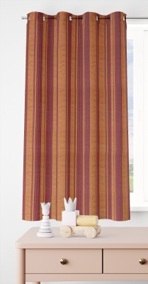 Elroi 150 cm (5 ft) Cotton Room Darkening Window Curtain Single Curtain(Striped, Brown)