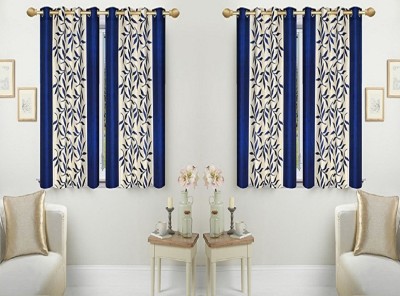 Panipat Textile Hub 153 cm (5 ft) Polyester Semi Transparent Window Curtain (Pack Of 4)(Printed, Blue)