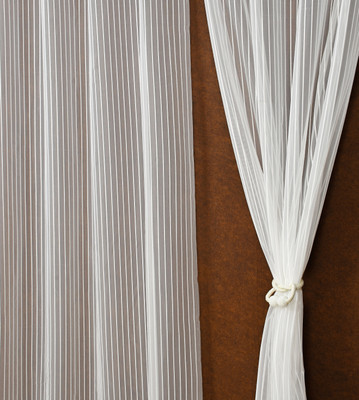 Homefab India 274.5 cm (9 ft) Long Door Polyester Transparent Curtain (Pack Of 2)(White, Striped)