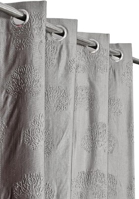 tiyos 155 cm (5 ft) Polyester Semi Transparent Window Curtain (Pack Of 2)(Printed, Grey)