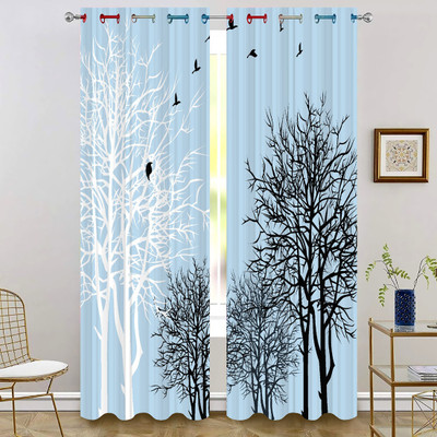 nobel fab 154 cm (5 ft) Window Polyester Room Darkening Curtain Single Curtain(Black, Floral)