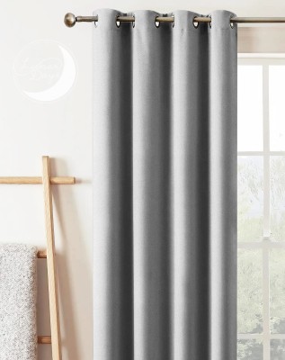 Lunar Days 274.32 cm (9 ft) Polyester Blackout Long Door Curtain Single Curtain(Solid, Silver)
