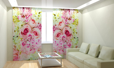 RD 214 cm (7 ft) Door Polyester Room Darkening Curtain (Pack Of 2)(Light Yellow, Floral)