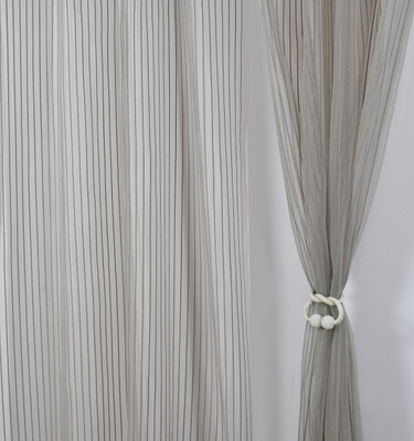 Homefab India 213.36 cm (7 ft) Polyester Transparent Door Curtain (Pack Of 2)(Striped, Grey)