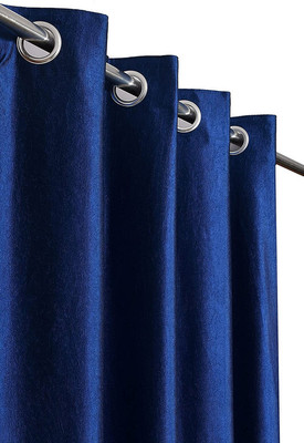 Kraftiq Homes 274 cm (9 ft) Long Door Polyester Semi Transparent Curtain Single Curtain(Navy Blue, Plain)
