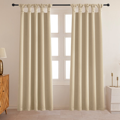 HOMEMONDE 274.32 cm (9 ft) Long Door Polyester Blackout Curtain (Pack Of 2)(Beige, Solid)