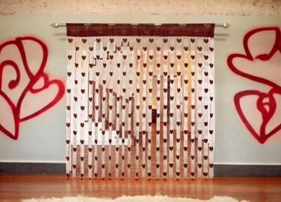 shyam enterprises 214 cm (7 ft) Door Polyester Semi Transparent Curtain (Pack Of 2)(Brown, Floral)