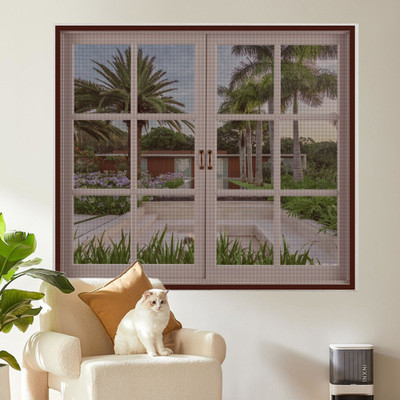 KARP 60 cm (2 ft) Window Net Semi Transparent Curtain Single Curtain(Brown, Solid)