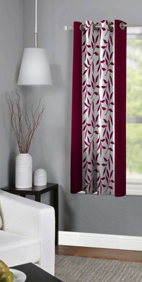 Panipat Textile Hub 150 cm (5 ft) Polyester Semi Transparent Window Curtain Single Curtain(Floral, Maroon)