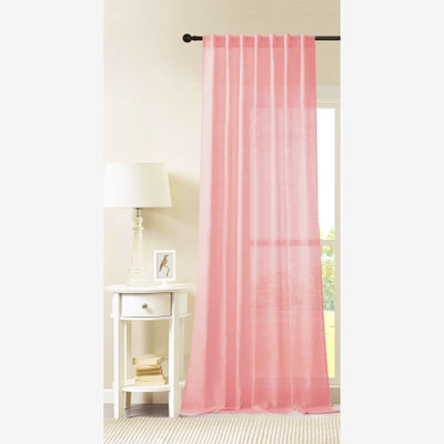 HOMEMONDE 304.8 cm (10 ft) Long Door Cotton Transparent Curtain Single Curtain(Pink, Solid)
