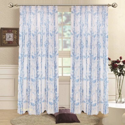 SHAVIN 274 cm (9 ft) PVC Semi Transparent Long Door Curtain (Pack Of 2)(Printed, Blue)