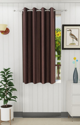 Panipat Textile Hub 152.4 cm (5 ft) Polyester Semi Transparent Window Curtain Single Curtain(Solid, Brown)