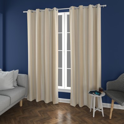 ANTHUB 214 cm (7 ft) Polyester Blackout Door Curtain Single Curtain(Solid, Beige)