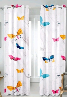 EVERSHNIE 274 cm (9 ft) Long Door Polyester Room Darkening Curtain Single Curtain(Yellow, Floral)