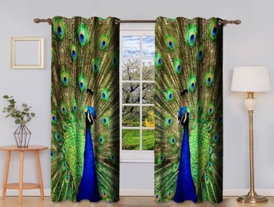 DMCURTAIN 215 cm (7 ft) Polyester Blackout Door Curtain (Pack Of 2)(3D Printed, Multicolor)