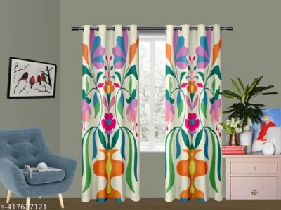 SJV 274 cm (9 ft) Polyester Room Darkening Long Door Curtain Single Curtain(Floral, Multicolor)