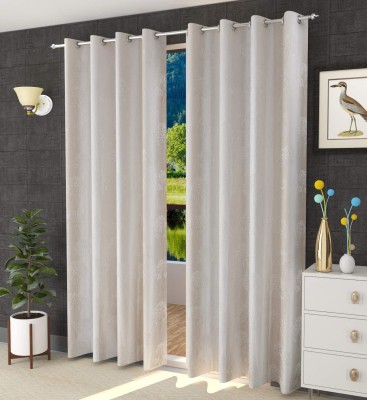 La.Kourtina 213.36 cm (7 ft) Polyester Room Darkening Door Curtain (Pack Of 2)(Solid, Cream)