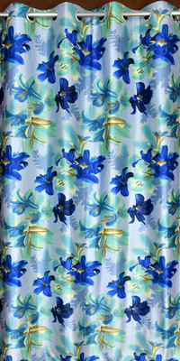 Rashee Creations 153 cm (5 ft) Polyester Semi Transparent Window Curtain Single Curtain(Floral, Blue)