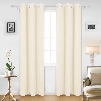 GD Home Fabric 274.32 cm (9 ft) Polyester Blackout Long Door Curtain (Pack Of 2)(Solid, Ivory)
