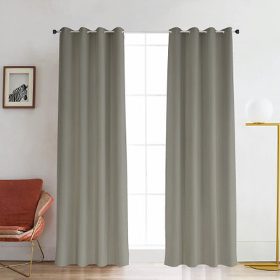 EVERLUSH 215 cm (7 ft) Door Silk Blackout Curtain Single Curtain(Dark Grey, Plain)