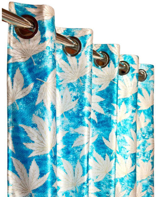 SUBHOBEDDING 274 cm (9 ft) Door Polycotton Room Darkening Curtain (Pack Of 2)(Blue, Printed)