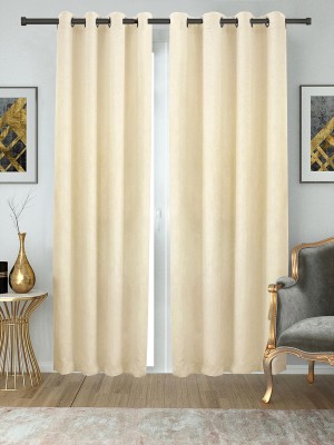 Easyhome 274 cm (9 ft) Polyester Blackout Long Door Curtain Single Curtain(Solid, Cream)