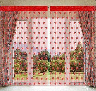 NIKITA ENTERPRISE 213 cm (7 ft) Door Polyester Semi Transparent Curtain Single Curtain(Red, Self Design)