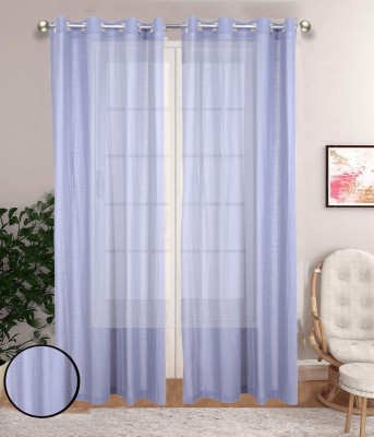 Curtainkart 274.32 cm (9 ft) Cotton Semi Transparent Long Door Curtain (Pack Of 2)(Solid, Grey)