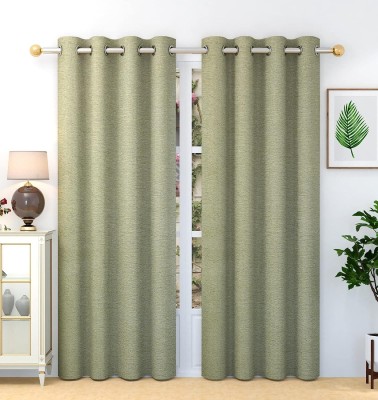 Freshfromloom 213 cm (7 ft) Polyester Room Darkening Door Curtain (Pack Of 2)(Plain, Pista)