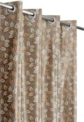 Urban Arts 274 cm (9 ft) Long Door Polyester Room Darkening Curtain Single Curtain(Brown, Printed)
