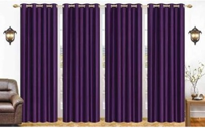 shopgallery 274 cm (9 ft) Polyester Room Darkening Long Door Curtain (Pack Of 4)(Plain, Purple)