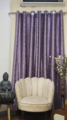 VHH 213 cm (7 ft) Door Polyester Blackout Curtain (Pack Of 2)(Purple, Printed)