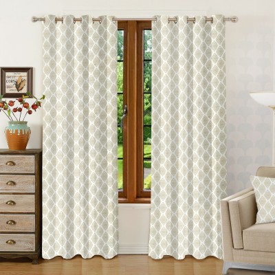 THE DRAPE DIARY 274 cm (9 ft) Polyester, Cotton Room Darkening Long Door Curtain Single Curtain(Abstract, PISTA)