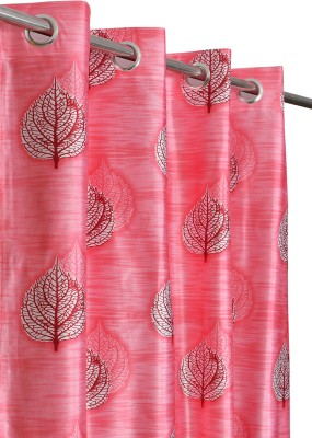 Loof Klapper 153 cm (5 ft) Polyester Semi Transparent Window Curtain (Pack Of 2)(Printed, Pink)