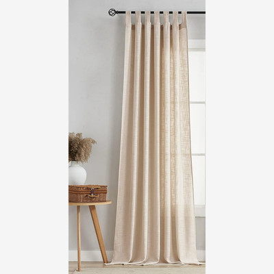 HOMEMONDE 182.88 cm (6 ft) Window Cotton Transparent Curtain Single Curtain(Beige, Solid)