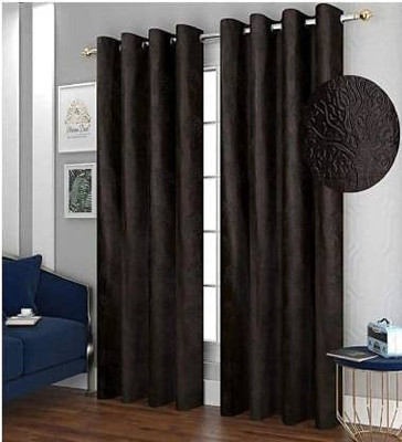 Narula Handloom 270 cm (9 ft) Long Door Polyester Blackout Curtain (Pack Of 2)(Coffee, Solid)
