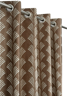 Urban Arts 274 cm (9 ft) Long Door Polyester Room Darkening Curtain Single Curtain(Coffee, Floral)