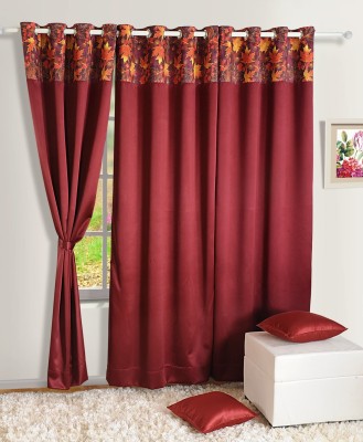 SWAYAM 152 cm (5 ft) Silk Blackout Window Curtain Single Curtain(Solid, Maroon)