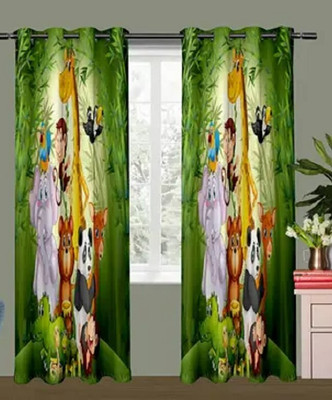 Shivay decor 214 cm (7 ft) Door Polyester Room Darkening Curtain Single Curtain(Brown, Animal)