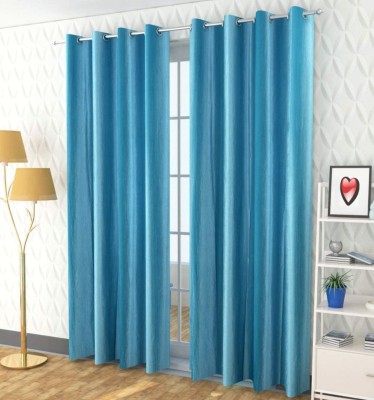 kanhomz 274.32 cm (9 ft) Polyester Blackout Long Door Curtain (Pack Of 2)(Solid, SKY BLUE)